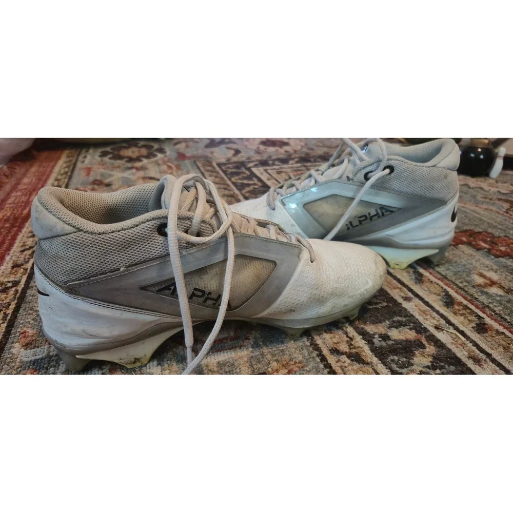 Nike Alpha Menace 4 Pro White Silver Football Cleats Mens‎ 10.5 FD7037-100